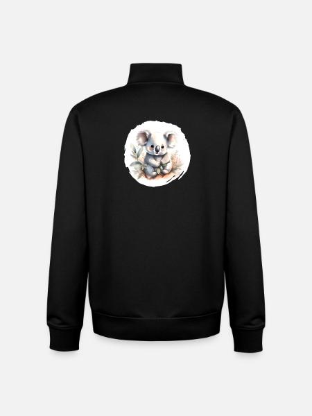 Aquarelle de Koala - Sweat zippé unisexe en coton bio Stanley/Stella - noir