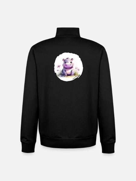 Aquarell Nilpferd - Unisex Organic Zip Sweatshirt von Stanley/Stella - Schwarz