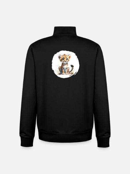 Aquarelle Guépard - Sweat zippé unisexe en coton bio Stanley/Stella - noir