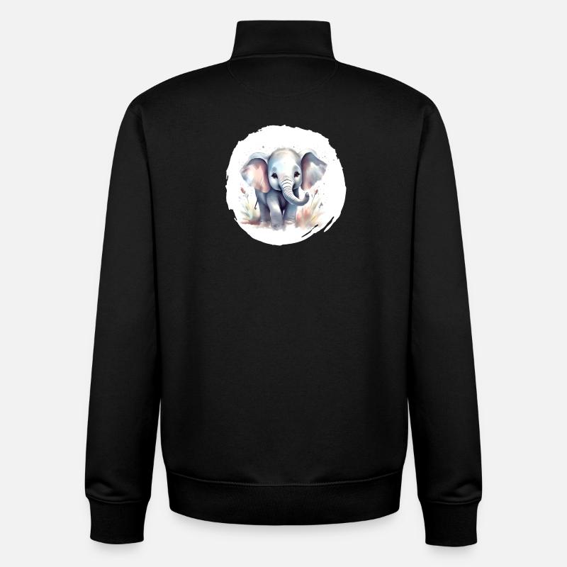 Aquarell Elefant - Unisex Organic Zip Sweatshirt von Stanley/Stella - Schwarz