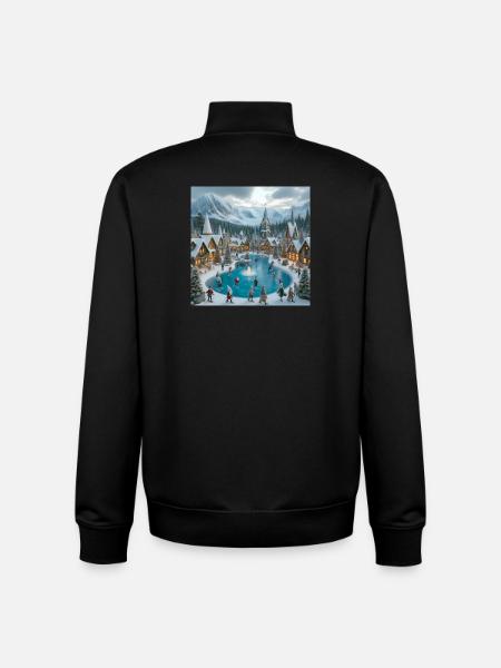 Scandinavian Christmas Village - Unisex Organic Zip Sweatshirt by Stanley/Stella - black