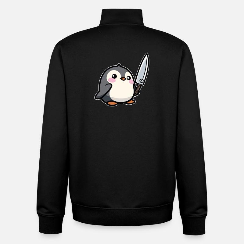 Drôle de pingouin - Sweat zippé unisexe en coton bio Stanley/Stella - noir