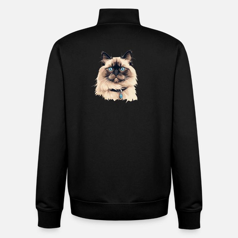 Cat Head Ragdoll - Unisex Organic Zip Sweatshirt by Stanley/Stella - black