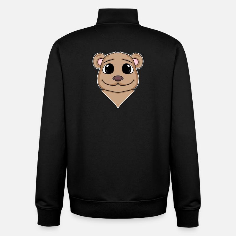 Tête d’animal d’ours Tête d’animal - Sweat zippé unisexe en coton bio Stanley/Stella - noir