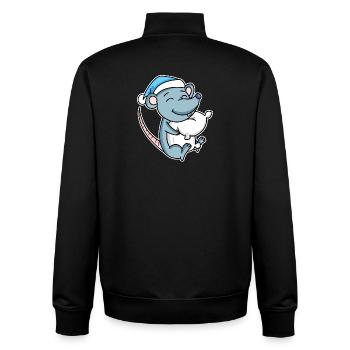 Souris avec oreiller et bonnet somnolent - Sweat zippé unisexe en coton bio Stanley/Stella - noir - Dos - AI Model Male 185 light (185cm)