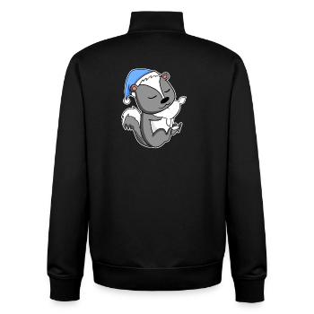 Skunk avec oreiller et bonnet somnolent - Sweat zippé unisexe en coton bio Stanley/Stella - noir - Dos - AI Model Male 185 light (185cm)