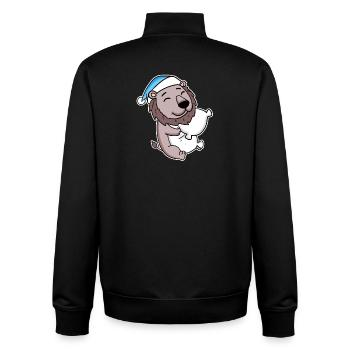 Lion avec oreiller et bonnet somnolent - Sweat zippé unisexe en coton bio Stanley/Stella - noir - Dos - AI Model Male 185 light (185cm)