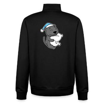 Panthère noire avec oreiller et bonnet somnolent - Sweat zippé unisexe en coton bio Stanley/Stella - noir - Dos - AI Model Male 185 light (185cm)
