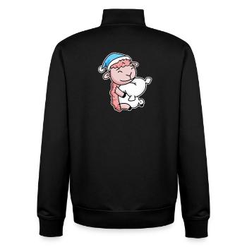 Mouton avec oreiller et bonnet somnolent - Sweat zippé unisexe en coton bio Stanley/Stella - noir - Dos - AI Model Male 185 light (185cm)