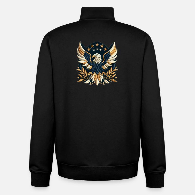 Aigle de la bannière étoilée - Sweat zippé unisexe en coton bio Stanley/Stella - noir