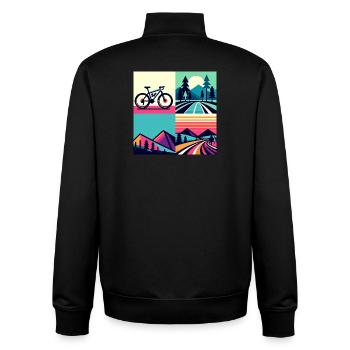 Retro Pop Cycle & Mountain Sunset - Unisex Organic Zip Sweatshirt von Stanley/Stella - Schwarz - Hinten - AI Model Male 185 light (185cm)