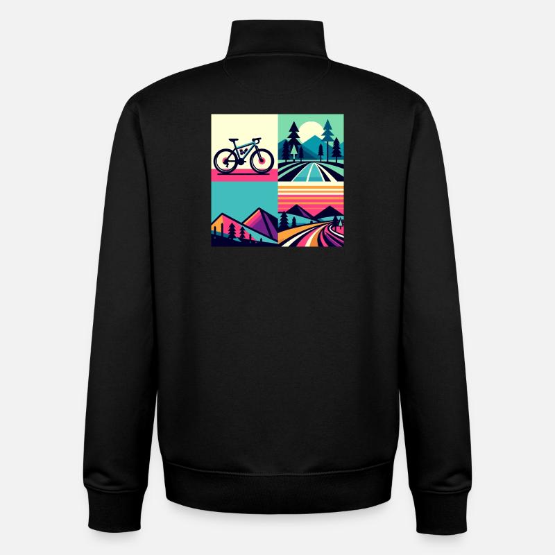 Gravier 4 paysages - Sweat zippé unisexe en coton bio Stanley/Stella - noir