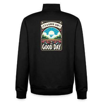 C’est une bonne journée pour une bonne journée - Blumen Edition - Sweat zippé unisexe en coton bio Stanley/Stella - noir - Dos - AI Model Male 185 light (185cm)