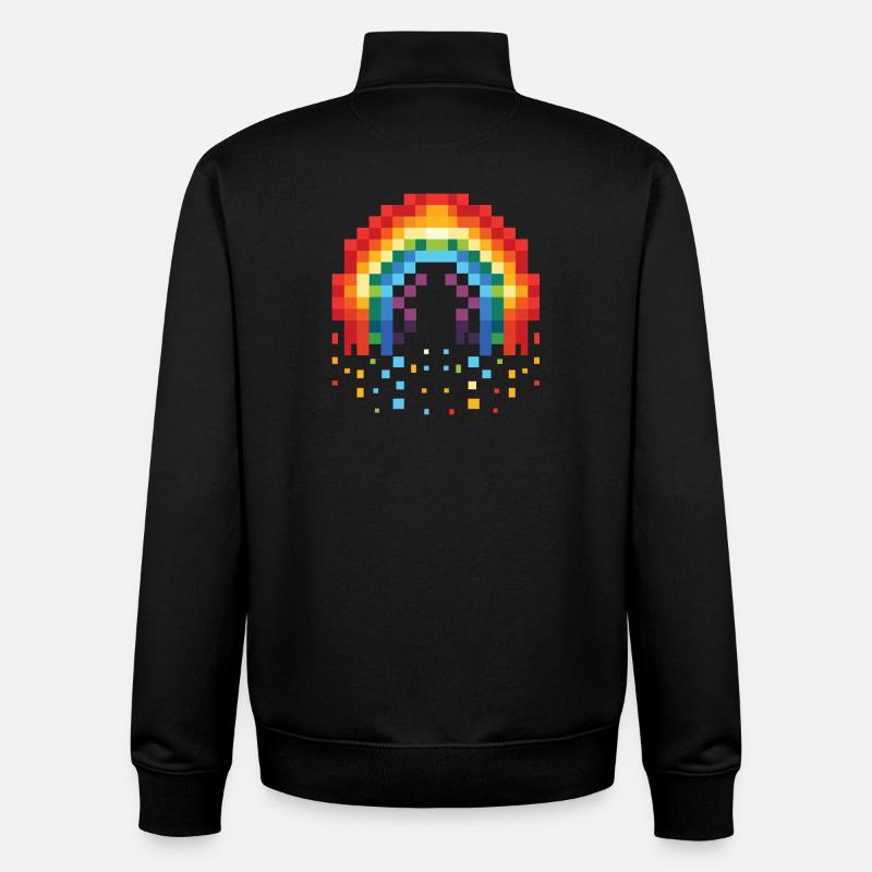 Pixel Art Rainbow 8-Bit Rétro - Sweat zippé unisexe en coton bio Stanley/Stella - noir