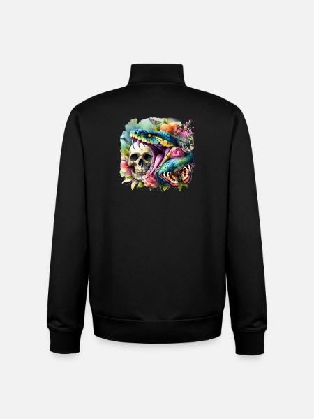 Serpent Crâne - Sweat zippé unisexe en coton bio Stanley/Stella - noir