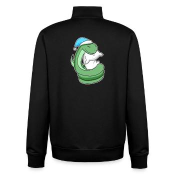 Serpent avec oreiller et bonnet somnolent - Sweat zippé unisexe en coton bio Stanley/Stella - noir - Dos - AI Model Male 185 light (185cm)