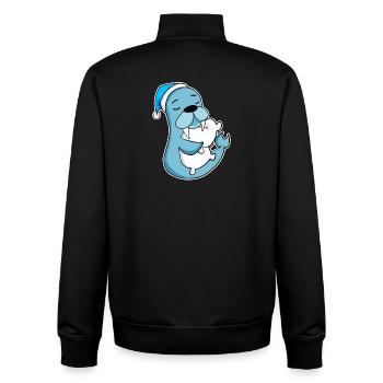 Lion de mer avec oreiller et bonnet somnolent - Sweat zippé unisexe en coton bio Stanley/Stella - noir - Dos - AI Model Male 185 light (185cm)