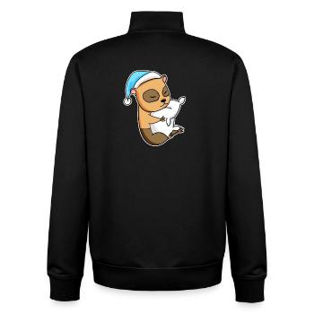 Cochon d’Inde domestique avec oreiller et bonnet somnolent - Sweat zippé unisexe en coton bio Stanley/Stella - noir - Dos - AI Model Male 185 light (185cm)