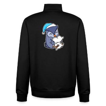 Hibou avec oreiller et bonnet somnolent - Sweat zippé unisexe en coton bio Stanley/Stella - noir - Dos - AI Model Male 185 light (185cm)