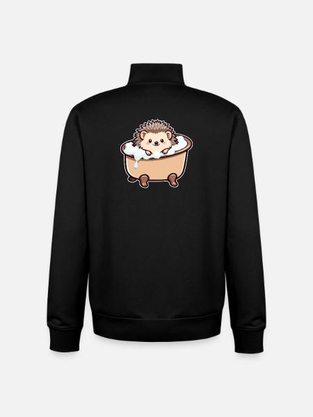 Hérisson mignon dans la baignoire - Sweat zippé unisexe en coton bio Stanley/Stella - noir