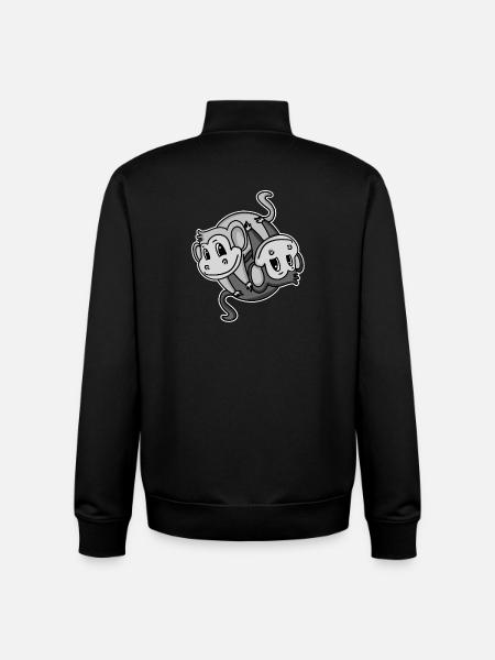 Yin Yang Sign Monkey - Unisex Organic Zip Sweatshirt by Stanley/Stella - black