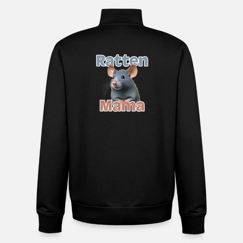 Rattenmama Kuschelrattendesign - Unisex Organic Zip Sweatshirt von Stanley/Stella - Schwarz