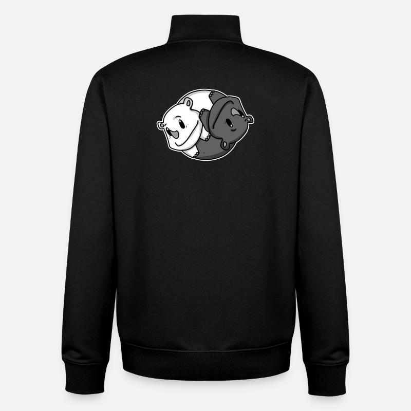 Yin Yang Rhinocéros - Sweat zippé unisexe en coton bio Stanley/Stella - noir