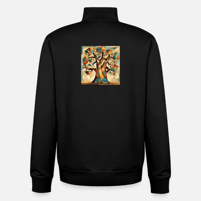 Autumn tree in geometry - Unisex Organic Zip Sweatshirt by Stanley/Stella - black