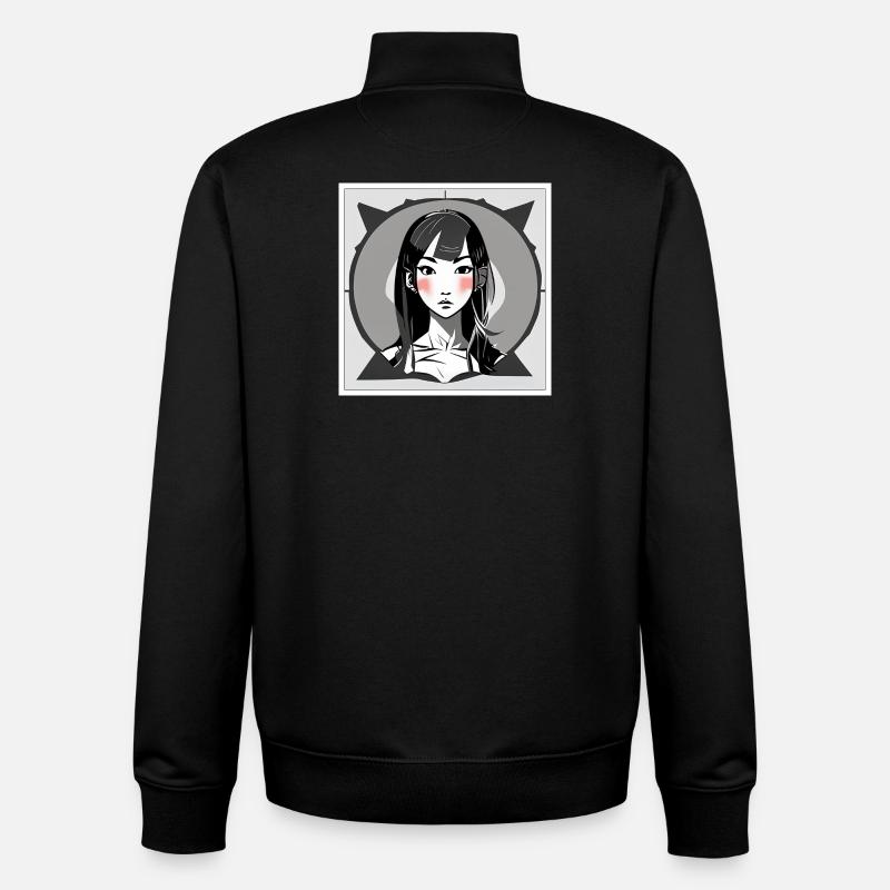 Fille Manga Rougissante - Sweat zippé unisexe en coton bio Stanley/Stella - noir