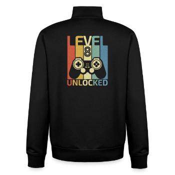 Level 8 Freigeschaltetes Hemd Videospieler 8. Geburtstag - Unisex Organic Zip Sweatshirt von Stanley/Stella - Schwarz - Hinten - AI Model Male 185 light (185cm)