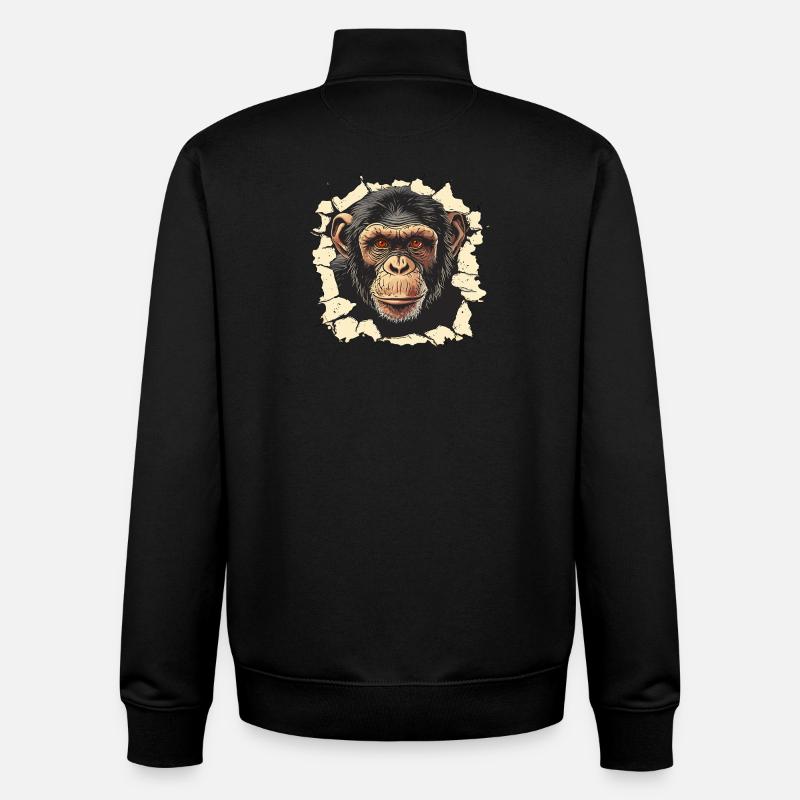 Affe Affenkopf Schimpanse Affen - Unisex Organic Zip Sweatshirt von Stanley/Stella - Schwarz