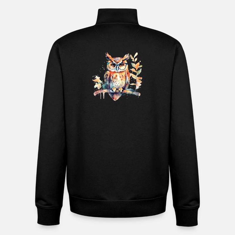Eule mit Brille - Unisex Organic Zip Sweatshirt von Stanley/Stella - Schwarz