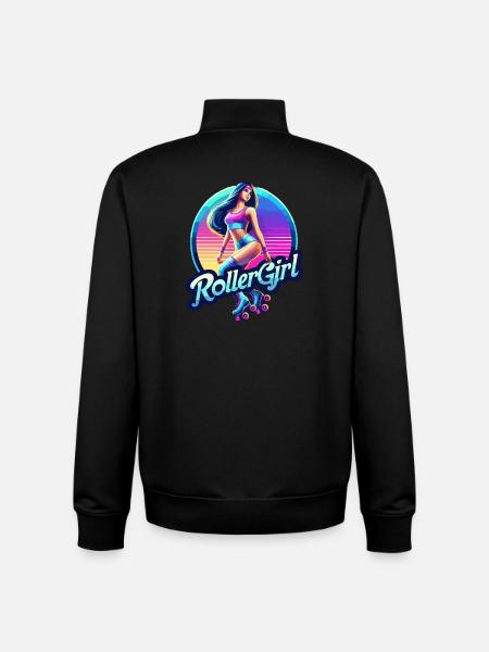 Lebendige Retro-Roller-Mädchen-Illustration - Unisex Organic Zip Sweatshirt von Stanley/Stella - Schwarz