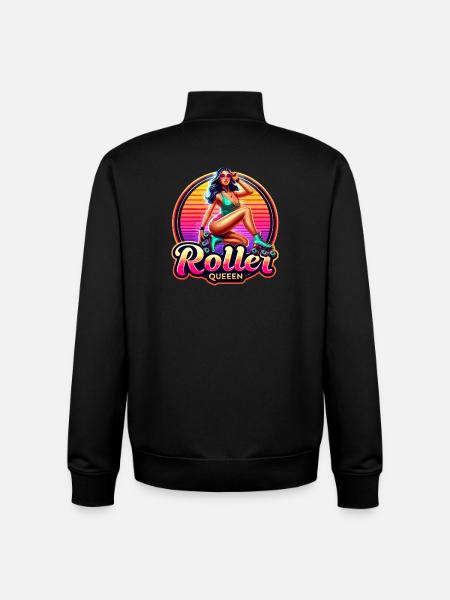 Vibrant Roller Queen Illustration - Unisex Organic Zip Sweatshirt by Stanley/Stella - black
