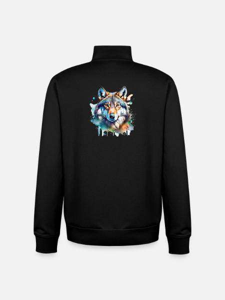 Aquarell Wolf Portrait - Unisex Organic Zip Sweatshirt von Stanley/Stella - Schwarz