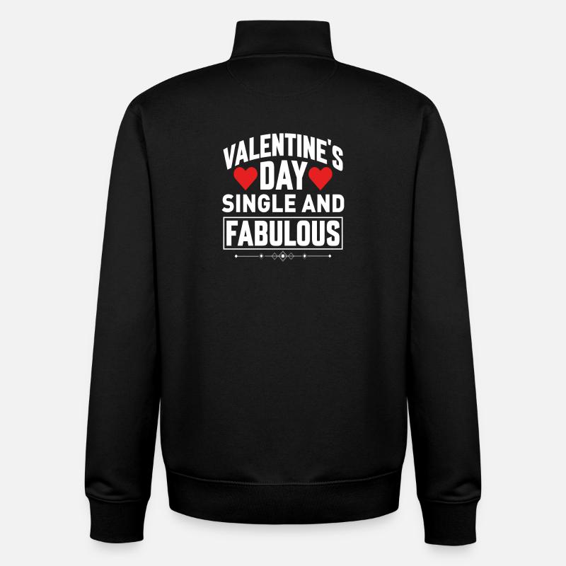 Valentine's Day Single and Fabulous - Unisex Organic Zip Sweatshirt by Stanley/Stella - black
