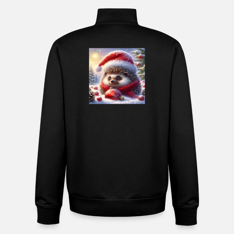 Hérisson de Noël - Sweat zippé unisexe en coton bio Stanley/Stella - noir