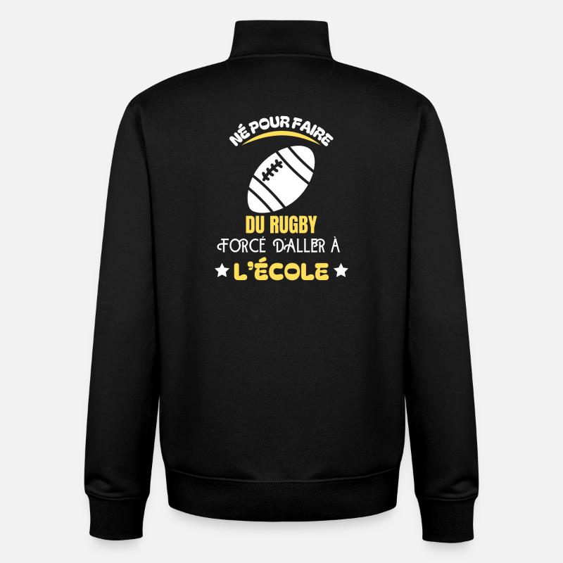 Né Pour Le Rugby École - Sweat zippé unisexe en coton bio Stanley/Stella - noir