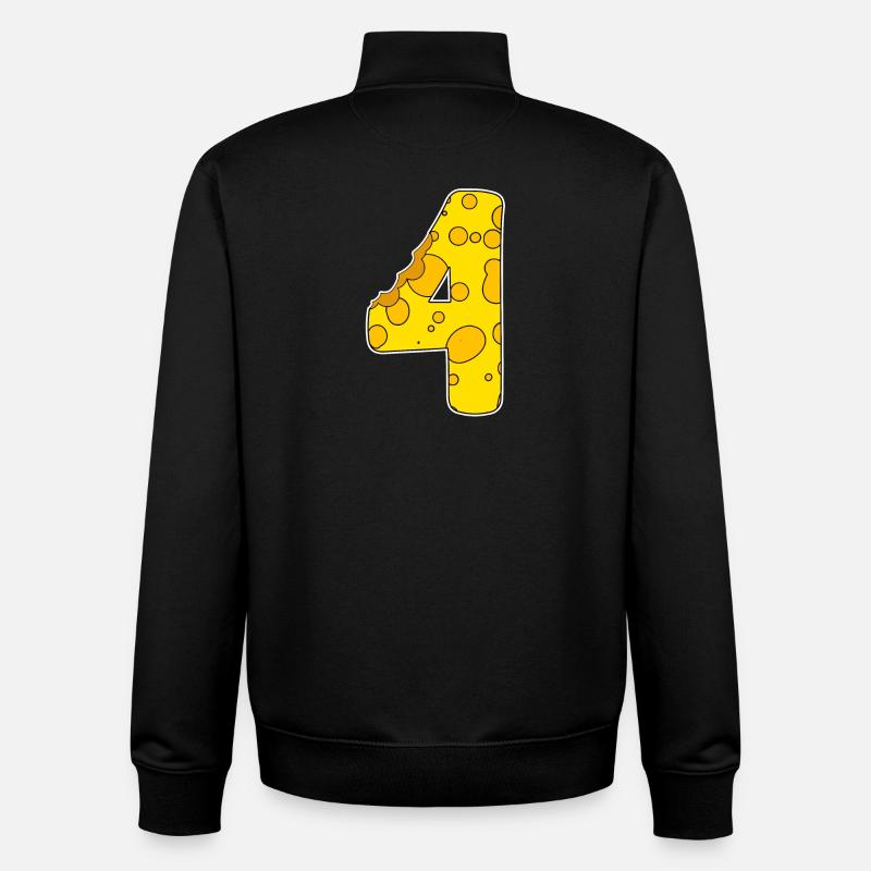 Numéros 4 - Quatre - Quatrième - Sweat zippé unisexe en coton bio Stanley/Stella - noir