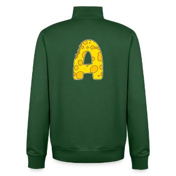 Letter A - Initial Letter A - Cheese Motif - Unisex Organic Zip Sweatshirt by Stanley/Stella - bottle green - Back - AI Model Male 185 dark (185cm)
