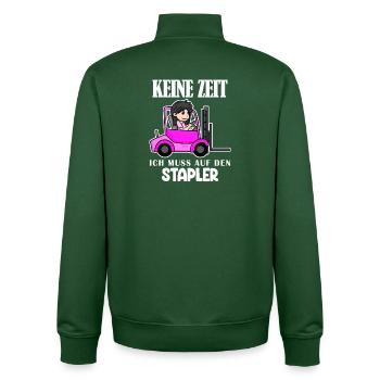 Stapler Gabelstapler Lager Logistik Damen - Unisex Organic Zip Sweatshirt von Stanley/Stella - Flaschengrün - Hinten - AI Model Male 185 dark (185cm)