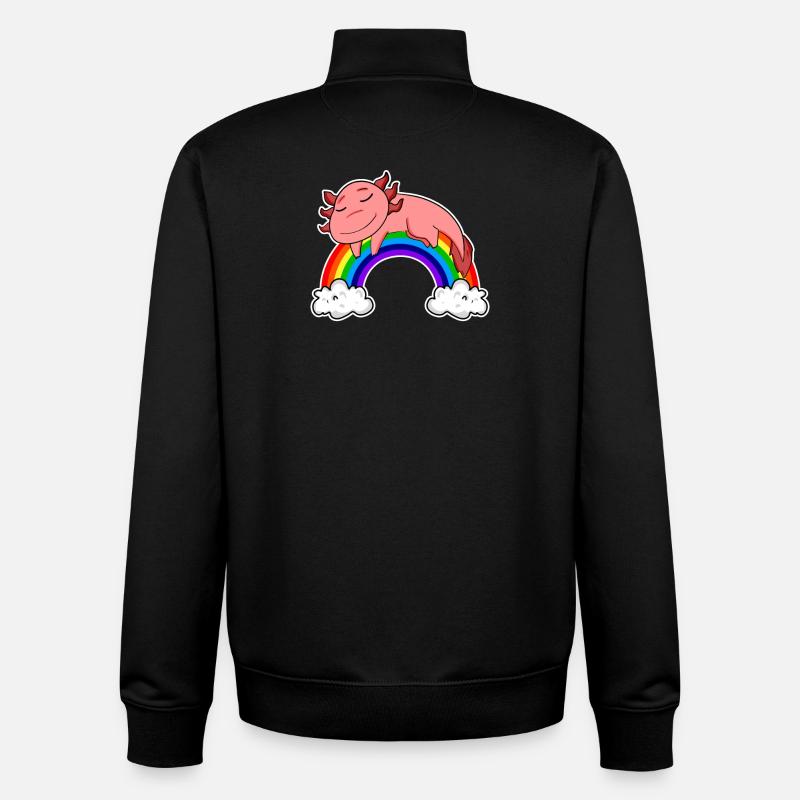 Axolotl Motif Enfants Rainbow Sleeping - Sweat zippé unisexe en coton bio Stanley/Stella - noir