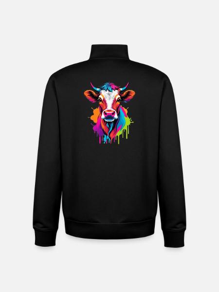 Süße bunte Kuh - Unisex Organic Zip Sweatshirt von Stanley/Stella - Schwarz