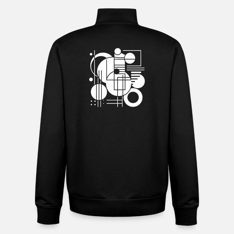 Imprimé motif géométrique noir et blanc - Sweat zippé unisexe en coton bio Stanley/Stella - noir