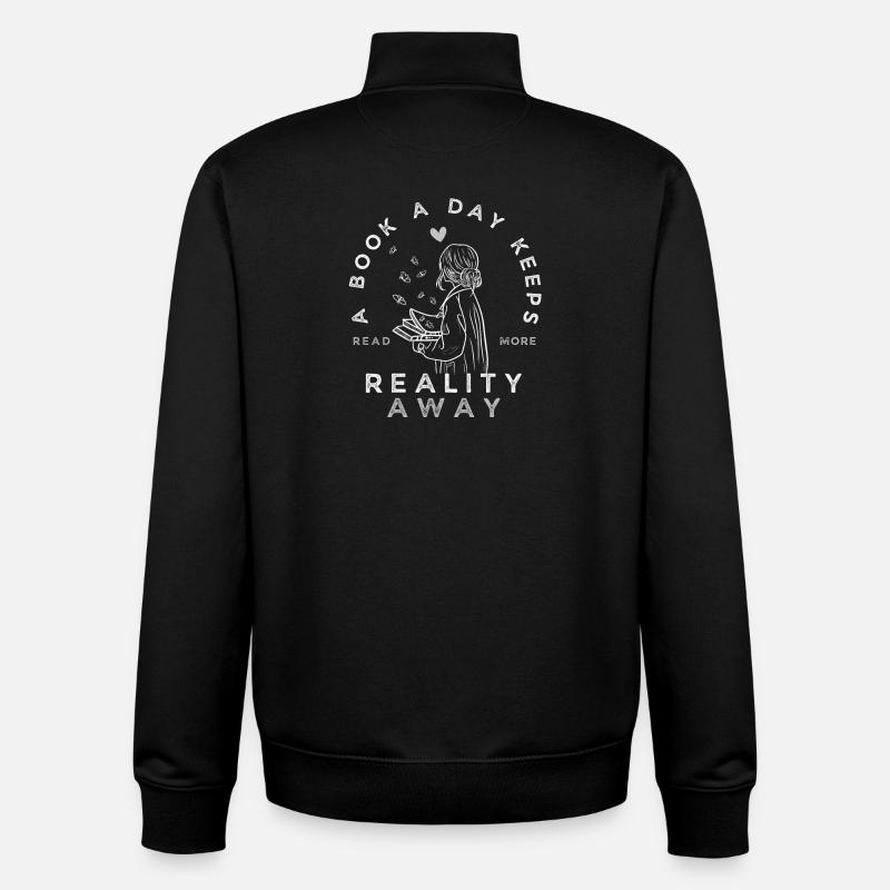 Citation de lecture amusante - Sweat zippé unisexe en coton bio Stanley/Stella - noir