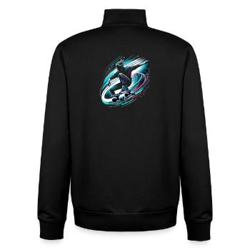 Longboarder sur skateboard ou longboard - Sweat zippé unisexe en coton bio Stanley/Stella - noir - Dos - AI Model Male 185 light (185cm)