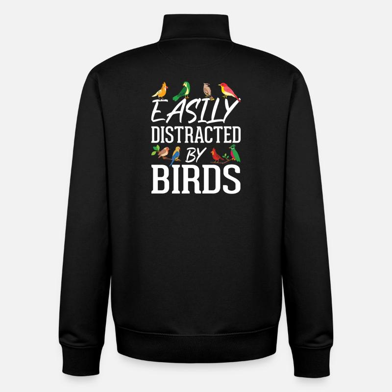 Facilement distrait par les oiseaux - Sweat zippé unisexe en coton bio Stanley/Stella - noir
