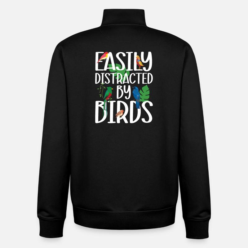 Easily Distracted by Birds - Unisex Organic Zip Sweatshirt by Stanley/Stella - black