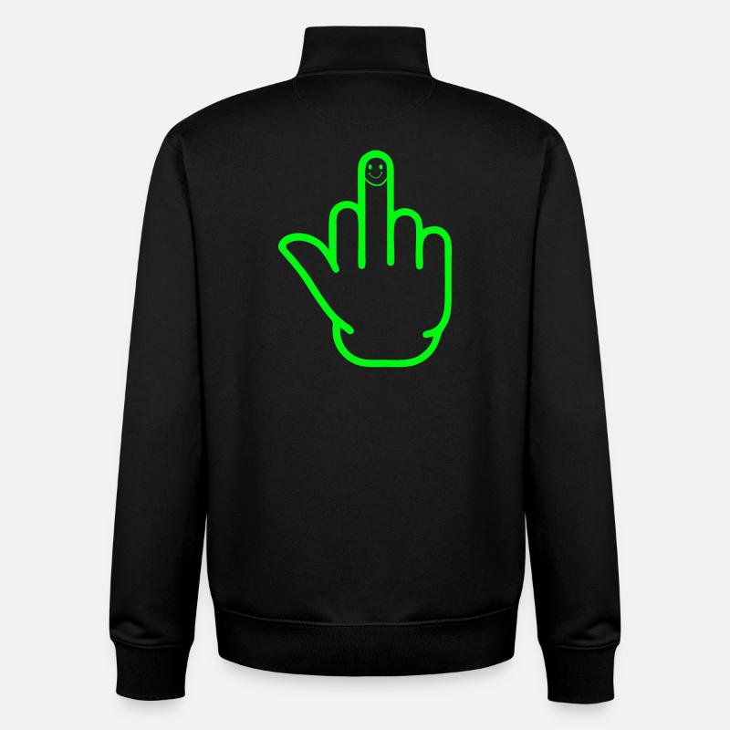 Doigt d’honneur heureux - Sweat zippé unisexe en coton bio Stanley/Stella - noir