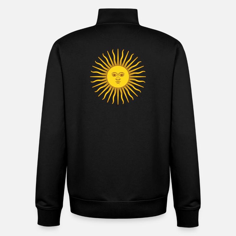 Drapeau Soleil Argentine - Sweat zippé unisexe en coton bio Stanley/Stella - noir